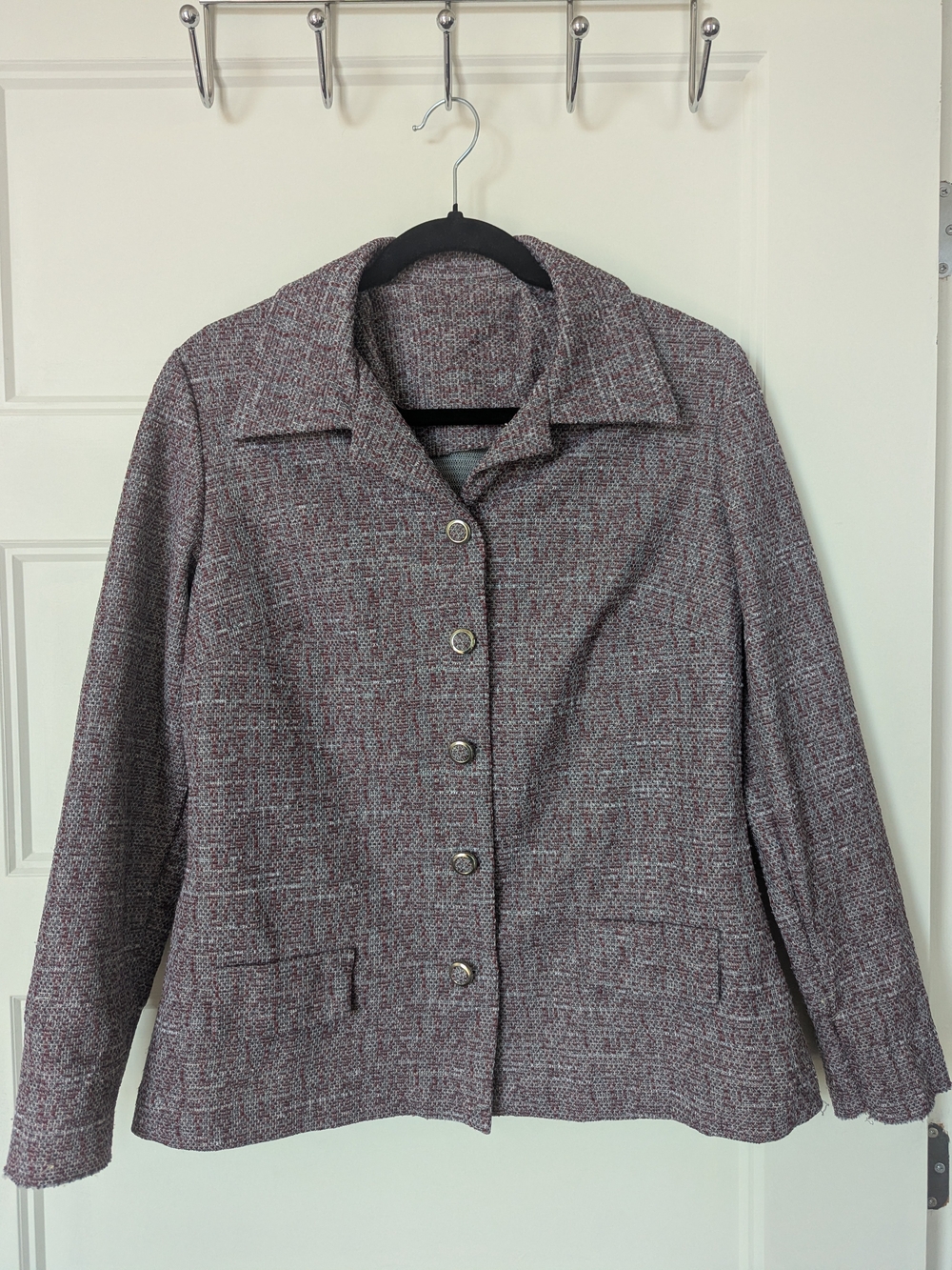 Womens Vintage Button-Front Jacket/Blazer